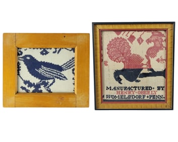 TWO AMERICAN COVERLET FRAGMENTS