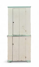 PAINTED STEP-BACK CUPBOARD