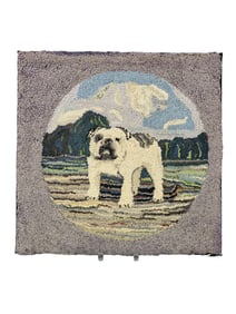HOOKED RUG WITH IMAGE OF BULLDOG