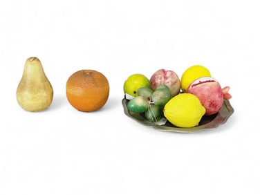 COLLECTION OF STONE AND POTTERY FRUIT