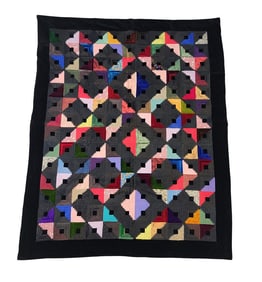 VELVET AND SILK LOG CABIN QUILT