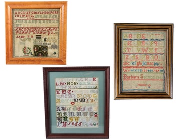 THREE DATED MID-19TH C. NEEDLEWORK SAMPLERS