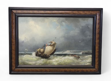 STORM AT SEA BY NICHOLAAS RIEGEN BELGIUM, 1827-1889)
