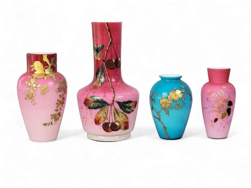 FOUR CASED ART GLASS VASES (1 of 8)