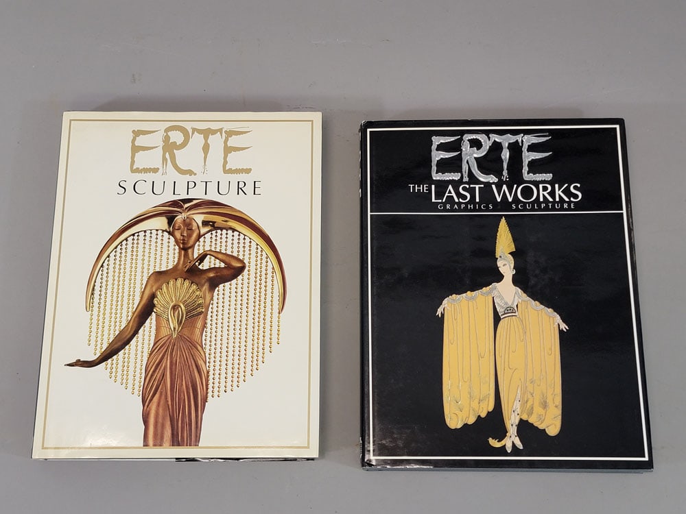 TWO BOOKS ABOUT ERTE (1892-1990): Includes Marshall Lee (ed), Erte Sculpture, NY: EP Dutton, 1996; together with Estorick, Erte: The Last Works, NY: EP Dutton, 1991. Folios. Provenance: an Ohio estate. PLEASE NOTE OUR SHIPPING PROCESS