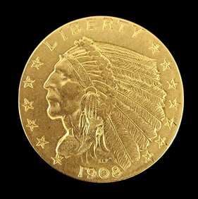 1908 $2 1/2 INDIAN HEAD GOLD COIN