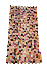 UNUSUAL HEXAGON QUILT TOP WITH RECYCLED PAPER BACKING