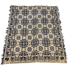 OHIO JACQUARD COVERLET, BELLVILLE 1850