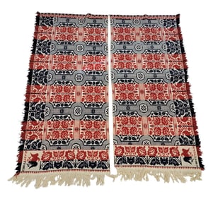 OHIO JACQUARD COVERLET, SIGNED G ROTTMAN