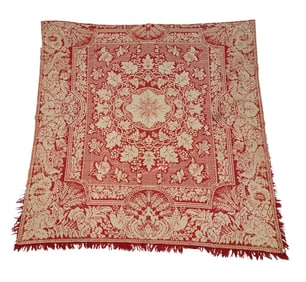 FANCY JACQUARD COVERLET W/ BIRDS AND FLOWERS