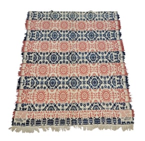 OHIO JACQUARD COVERLET, SIGNED PETER GRIMM, 1857