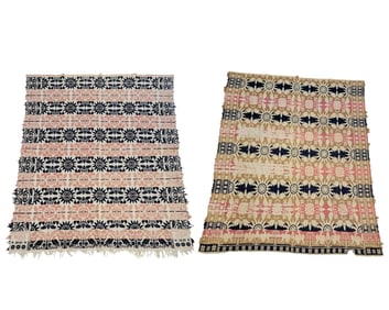 TWO SIGNED OHIO JACQUARD COVERLETS