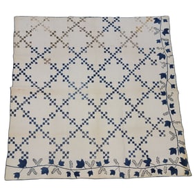 NINE PATCH QUILT WITH GRAPEVINE BORDER