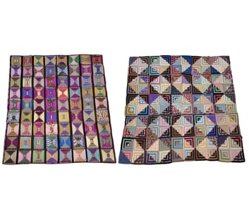 SILK LOG CABIN QUILT AND QUILT TOP