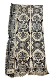 JACKSON CO., OHIO JACQUARD COVERLET W/ UNIQUE TOWN BORDER