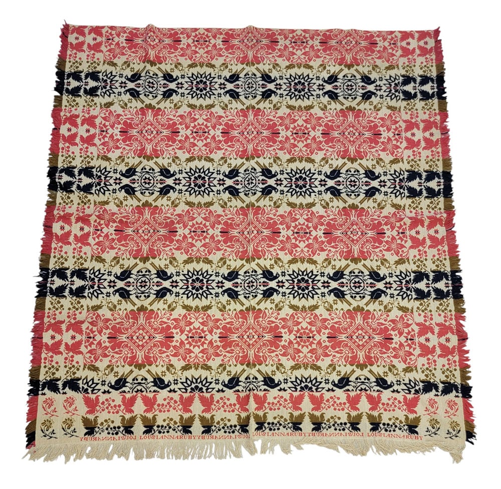 "LOUSIANNA RUBY" JACQUARD COVERLET (1 of 12)