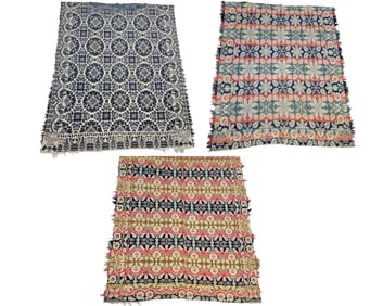 WAYNE CO., OHIO JACQUARD COVERLETS, SIGNED