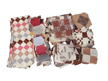 COLLECTION OF 1870S QUILT BLOCKS AND PIECES