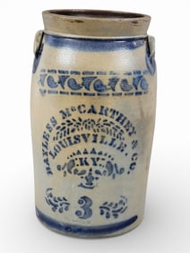 DECORATED KENTUCKY STONEWARE CHURN