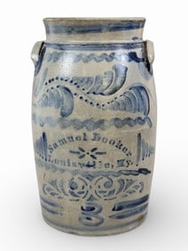 DECORATED KENTUCKY STONEWARE CHURN
