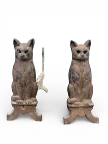 PAIR OF CAT ANDIRONS
