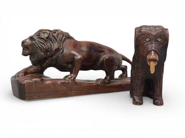 TWO FOLK ART CARVINGS