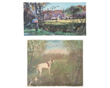 TWO RURAL FOLK ART LANDSCAPES
