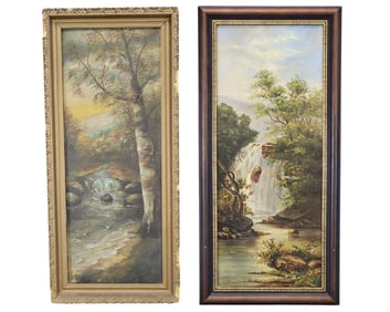 TWO FOREST LANDSCAPES, ONE SIGNED