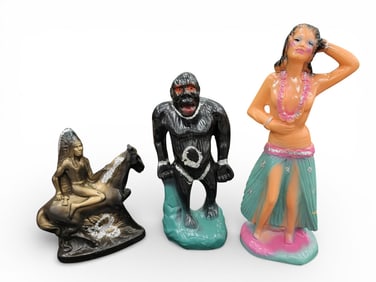 CARNIVAL CHALKWARE: HULA DANCER, KING KONG, NATIVE WARRIOR