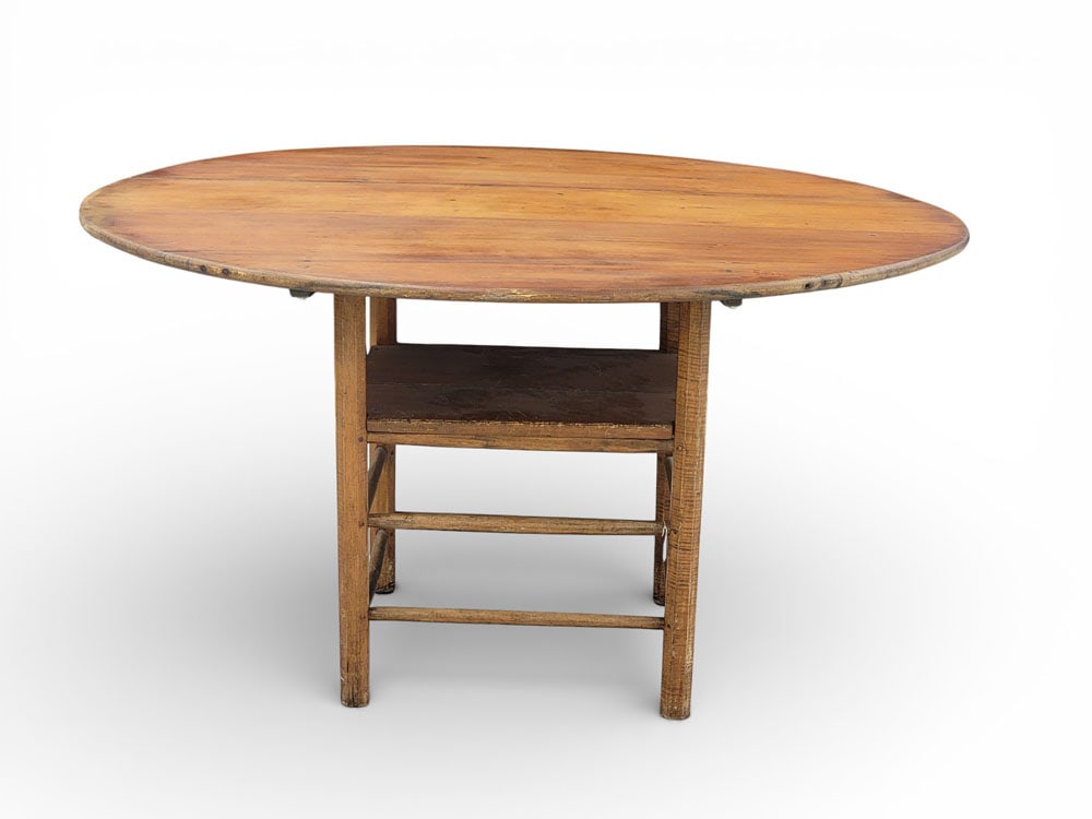 ANTIQUE CHAIR/HUTCH TABLE: American, 19th century, curly maple and pine. An antique chair/hutch table. Pine top with curly maple chair frame and battens. 27" high, 51" wide, 52" deep; Provenance: an Ohio collection. NOTE: We ar