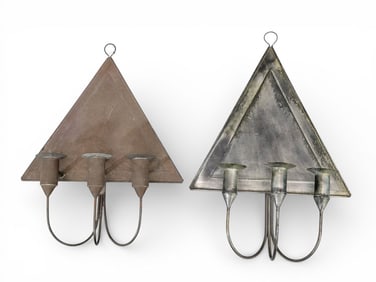 NEAR-PAIR OF TIN SCONCES