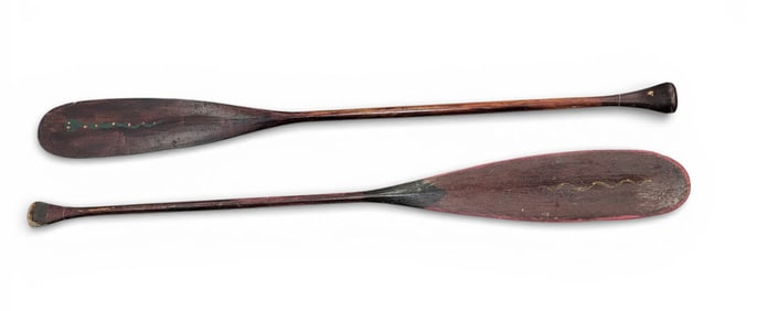 PAIR OF DECORATED OARS