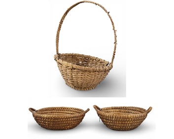 THREE WOVEN BASKETS
