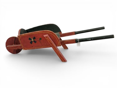FOLK ART DECORATED TOY WHEELBARROW
