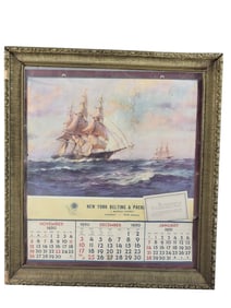 NEW YORK ADVERTISING CALENDAR WITH SHIP SCENE