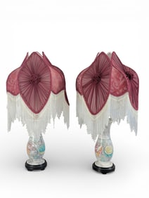 PAIR OF ELECTRIC LAMPS WITH MARBLE COLUMNS