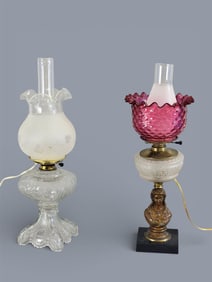 TWO VICTORIAN KEROSENE LAMPS