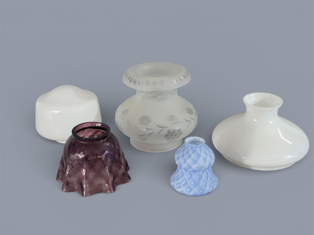 GROUP OF FIVE GLASS LAMP SHADES (1 of 8)