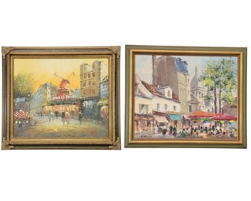 TWO IMPRESSIONIST PARIS STREET SCENES