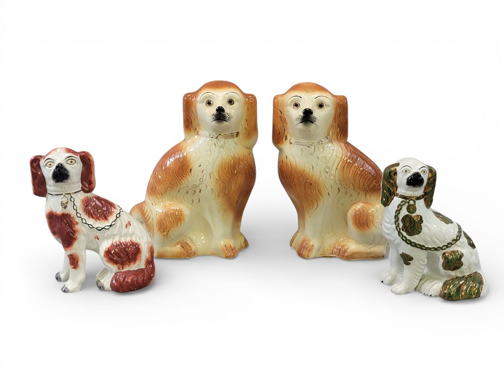 FOUR STAFFORDSHIRE SPANIELS (1 of 9)