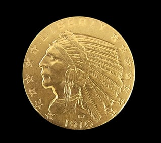1910 $5 INDIAN HEAD GOLD COIN
