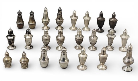 COLLECTION OF STERLING SILVER SALT AND PEPPER SHAKERS