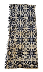 JACQUARD HALF  COVERLET, DATED 1840