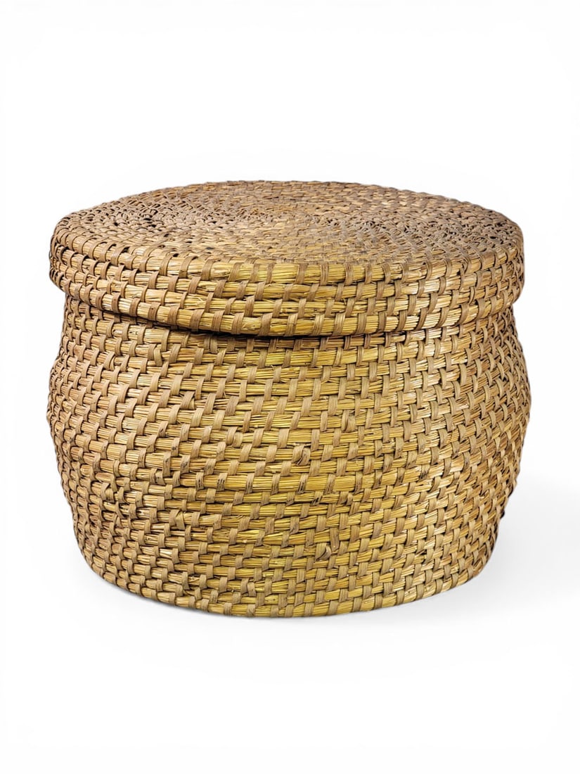 THREE RYE STRAW BASKETS - 2