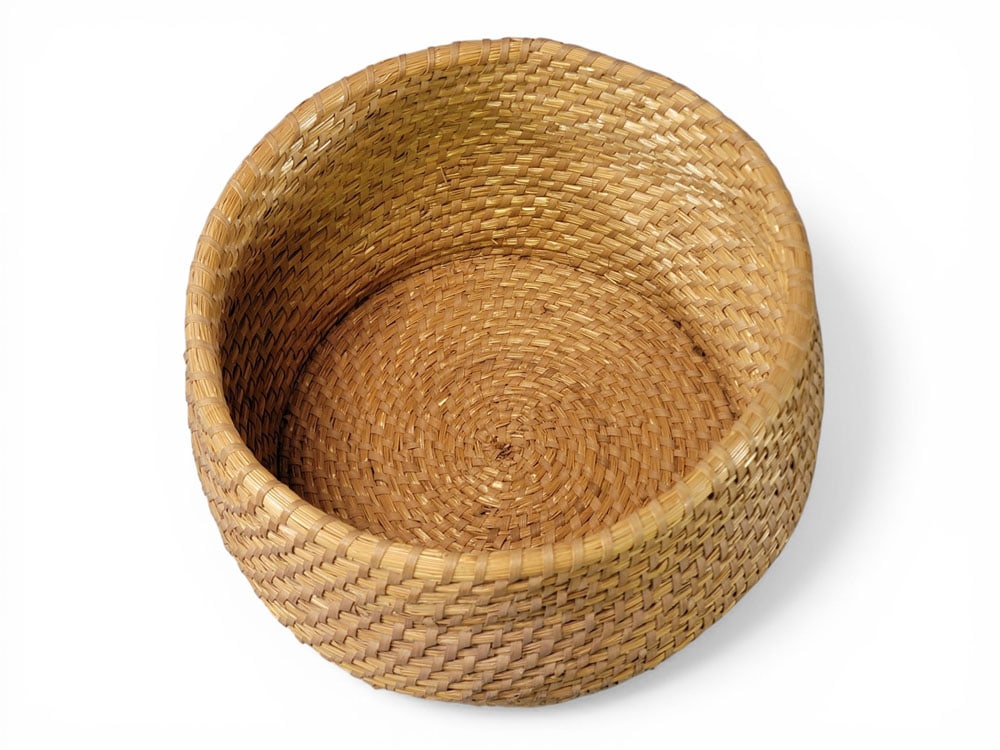 THREE RYE STRAW BASKETS - 3