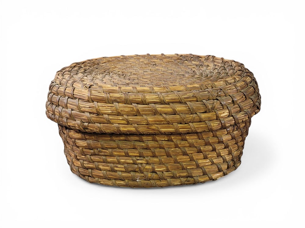 THREE RYE STRAW BASKETS - 4