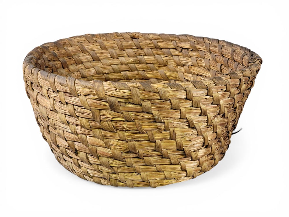 THREE RYE STRAW BASKETS - 6