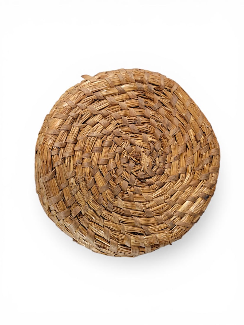 THREE RYE STRAW BASKETS - 8