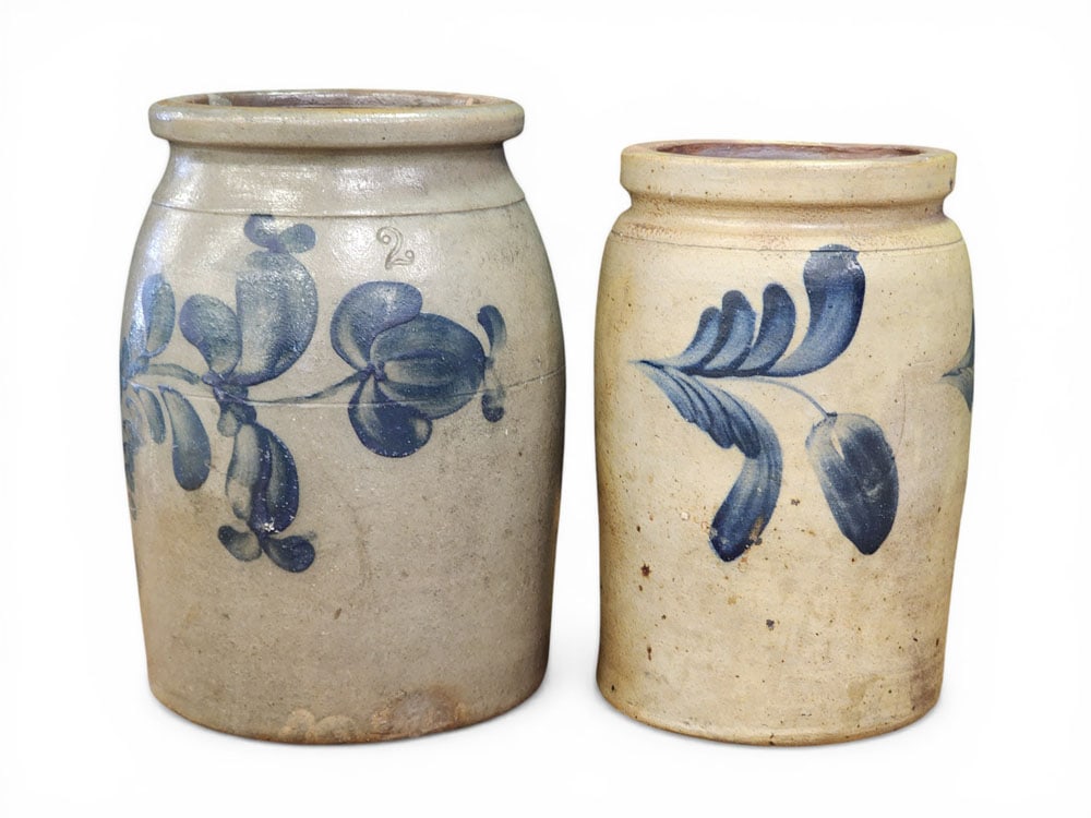 TWO DECORATED STONEWARE JARS (1 of 4)