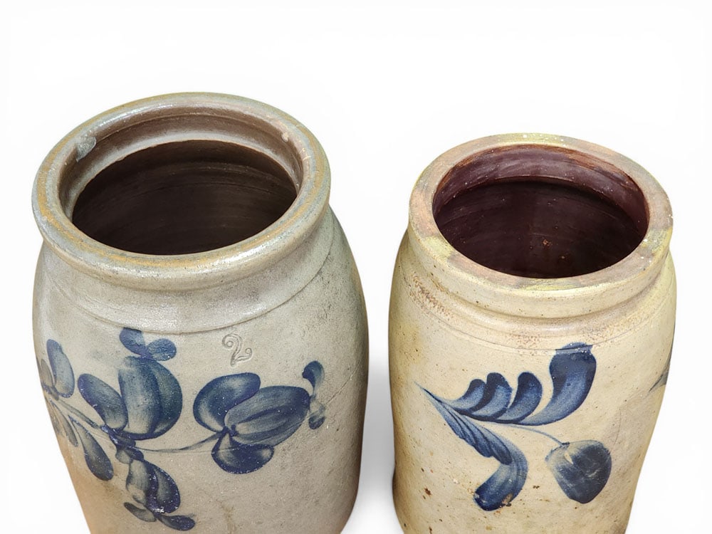 TWO DECORATED STONEWARE JARS - 2